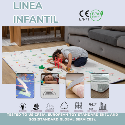 Tapete de gateo doble faz . Es una alfombra de juego y gateo decorativa para tus espacios del hogar. Tapete hogar