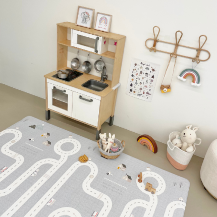 Tapete de gateo doble faz . Es una alfombra de juego y gateo decorativa para tus espacios del hogar. Tapete hogar