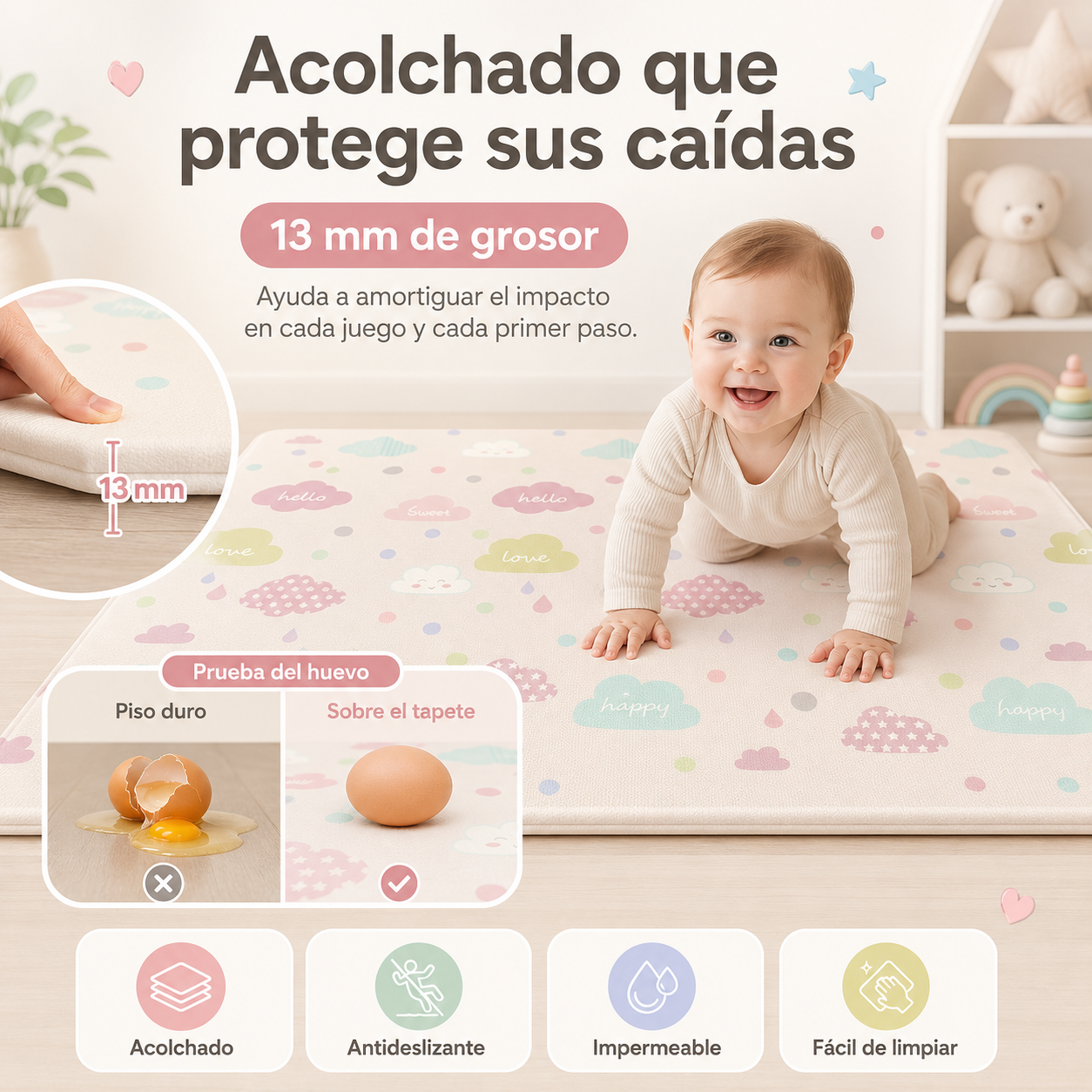 Tapete Dwinguler acolchado de 13 mm con demostración de amortiguación